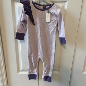 NWT Monica + Andy ruffle romper with sleeves color: purple size: 12-18 months